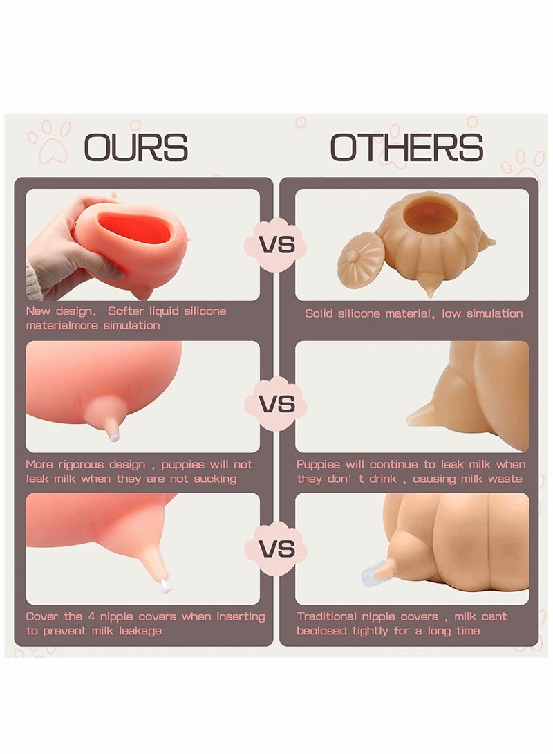 وحدة تغذية حليب الجرو مع 4 حلمات وعاء تغذية حليب من السيليكون الجرو هريرة محطة التمريض لتغذية الحيوانات الأليفة الصغيرة حديثي الولادة في غضون أسبوعين - Image 4